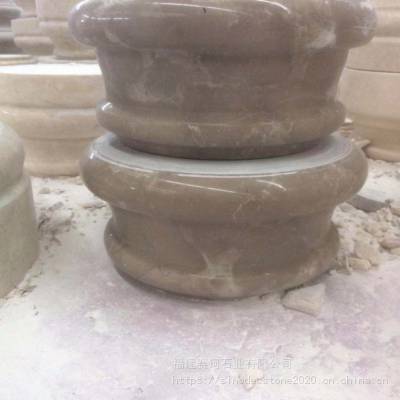 灰色大理石圆柱加工 天然石材实心罗马柱的工艺之美